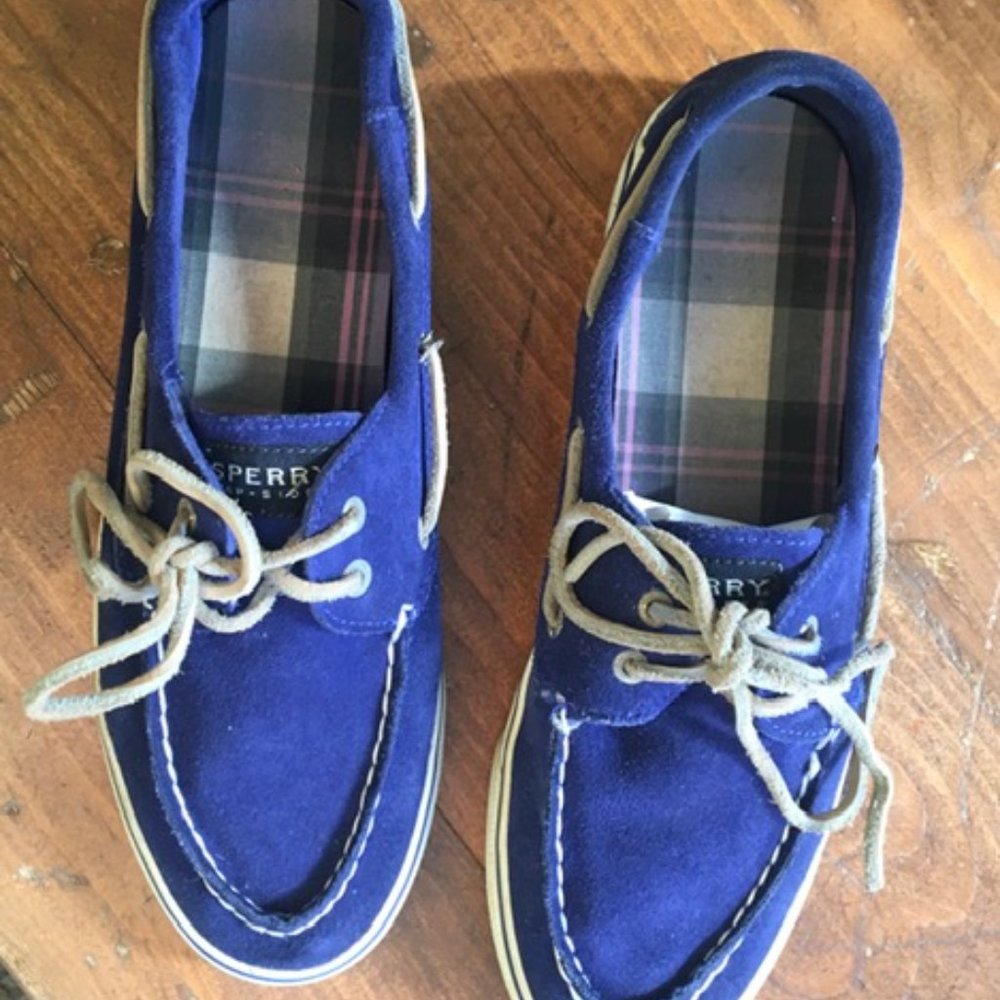 Sperry Top Sider Women's Bahama Cobalt Blue Suede Boat Shoe